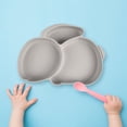 thumbnail image 4 of Plato De Alimentación De Bebé De Silicona Platos para niños de dibujos animados Platos de alimentación para bebés de silicona Cubiertos para bebés (gris claro) Sywqhk Libre de BPA, 4 of 9