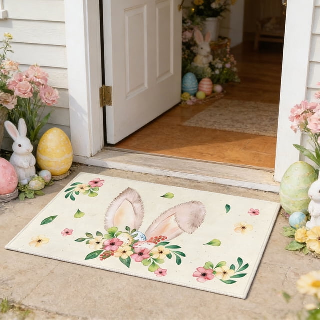 Amzcrzy Nylon Holiday Carpet Easterthemed Doormat Easter Welcome Mat Absorbent and Mat Suitable for Spring Home Decor and Entryways Foot Cushions Shoe Inserts Insoles Men