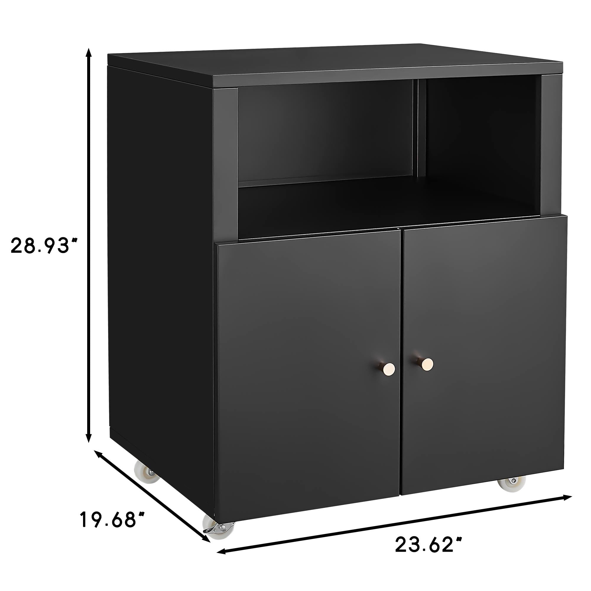 Litake Metal Printer Cabinet with Storage, Heavy Duty 3D Printer Stand on Wheels with 2 Doors, Under Desk File Cabinet for Home Office Corner and Small Spaces Black