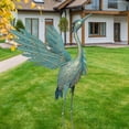 thumbnail image 4 of 42 Inch Crane Statues Spreading Wings for Outdoor, Standing Bird Metal Heron Statues for Yard Lawn Pond Garden Decor, Garden Sculpture & Statue, Cyan, 4 of 4