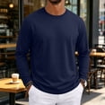 thumbnail image 2 of Delconic Men's Long Sleeve Shirt with Pocket Cotton Crew Neck Shirts Casual Lightweight T-Shirt Navy M, 2 of 9