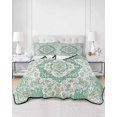 thumbnail image 2 of Twin Quilt Bedding Set, Turquoise Boho Reversible Summer Quilt 3 Pieces, Vintage Abstract Art Floral Ethnic Tribe Lightweight Bedspreads Coverlets with 2 Pillow Shams for All Seasons, 2 of 5