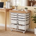 thumbnail image 4 of Costway 10-Drawer Rolling Cart, Art & Craft Storage Cart with Wooden Tabletop&Lockable Wheels Natural + White, 4 of 10