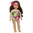 thumbnail image 3 of Sophia's Hawaiian Hibiscus Print Bathing Suit, Grass Skirt, Lei and Hair Flower for 18'' Dolls, Multi, 3 of 6