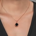 thumbnail image 2 of Gem Stone King 18K Rose Gold Plated Silver Black Onyx Pendant Necklace for Women (3.00 Cttw, Oval 11X9MM, Gemstone December Birthstone, with 18 inch Silver Chain), 2 of 4
