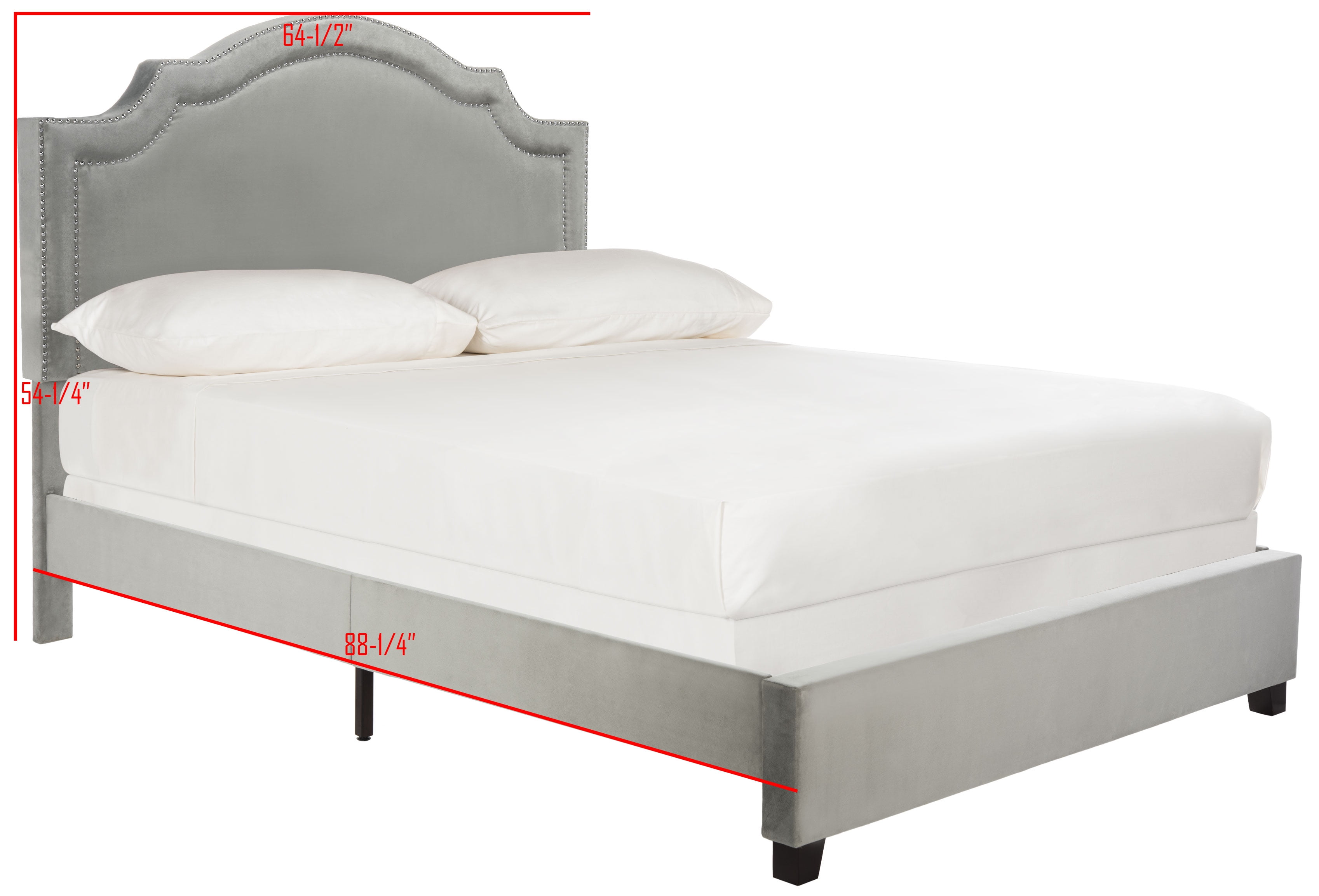 SAFAVIEH Theron Modern Elegant Upholstered Bed Frame with Nail Heads, Full, Pewter