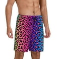 thumbnail image 2 of Easygdp Leopard Neon Rainbow Gradient Men's Short Pajama Pants, Sleep Shorts, Household Pants, Casual Pants with Pockets - 4X-Large, 2 of 9