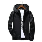 ENOW-YL Men Wind Breaker Coat Zipper Hoodie Jacket Quick Drying Sport Outwear New Black 6XL