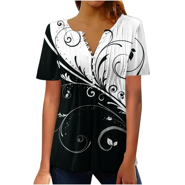 Birdeem Femmes Mode Décontractée Imprimé Col Rond Ample Manches Courtes T-Shirt Haut Blouse Chandail