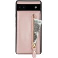 thumbnail image 6 of for Google Pixel 6A Case with Card Holder for Women, for Google Pixel 6A Phone Case Wallet with Credit Card with Ring Kickstand Zipper Shockproof Slim Stand Case- Rose Gold, 6 of 13