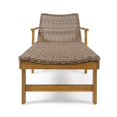 thumbnail image 4 of Christopher Knight Home Hampton Outdoor Rustic Acacia Wood Chaise Lounge with Wicker Seating (Set of 2) by  Natural + Gray, 4 of 5