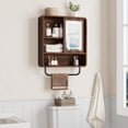 thumbnail image 7 of Vecenuy Modern Bathroom Wall Cabinet, Medicine Cabinets with Mirror, Over The Toilet Storage Cabinet for Bathroom, Towel Bar, Sliding Door, 3 Lighting Modes, Adjustable Brightness, Dark Walnut, 7 of 7