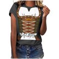 thumbnail image 2 of Pompotops Blouse Décontractée Mode Femme Imprimé Oktoberfest Col Rond T-Shirt Blouse Imprimée Tee Liquidation, 2 of 5