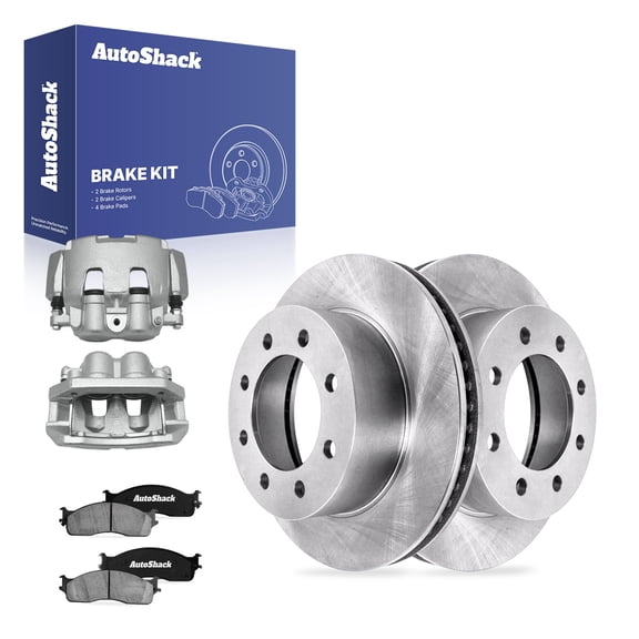 AutoShack Front Vented Brake Rotors   Ceramic Pads   Calipers 8-PC Brake Kit Replacement for 2006-2008 Dodge Ram 1500 13.89" (352.8 mm)