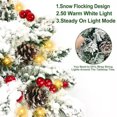 thumbnail image 4 of Arbre de Noël Floqué de 24 Pouces avec 50 Lumières, Arbre de Noël de Table à Piles Lumières Chaudes 42 Baies Rouges 7 Pommes de Pin Base en Toile de Jute Petit Arbre de Noël Décoration de Noël Intérieur Maison Table, 4 of 5