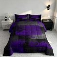 thumbnail image 2 of Manfei Ombre Grunge Queen Comforter Set, Purple Black Oil Painting Comforter Sets Queen, Black Reversible 3-Piece, 1 Comforter and 2 Pillowcases, 2 of 6