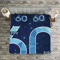 thumbnail image 3 of Ambesonne Party Quilted Bedspread Set 3 Pcs, Birthday 60 Stars, Queen Size, Navy Blue and Sky Blue, 3 of 3