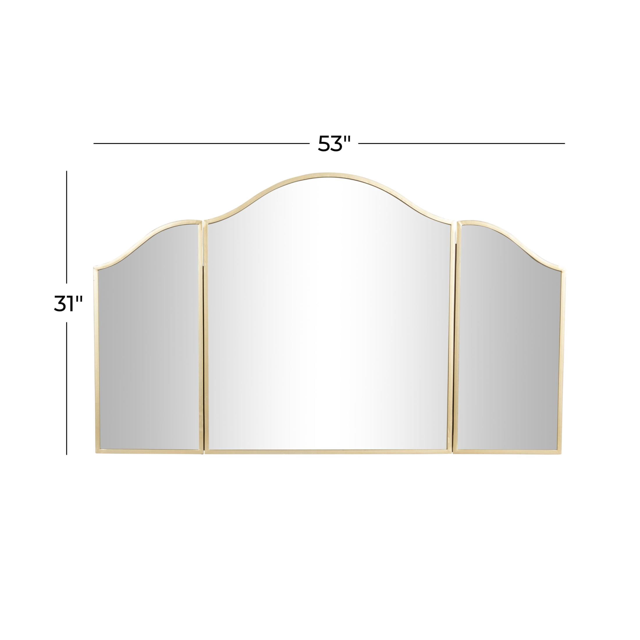 DecMode 53" x 31" Gold Arched Wall Mirror with Folding Sides