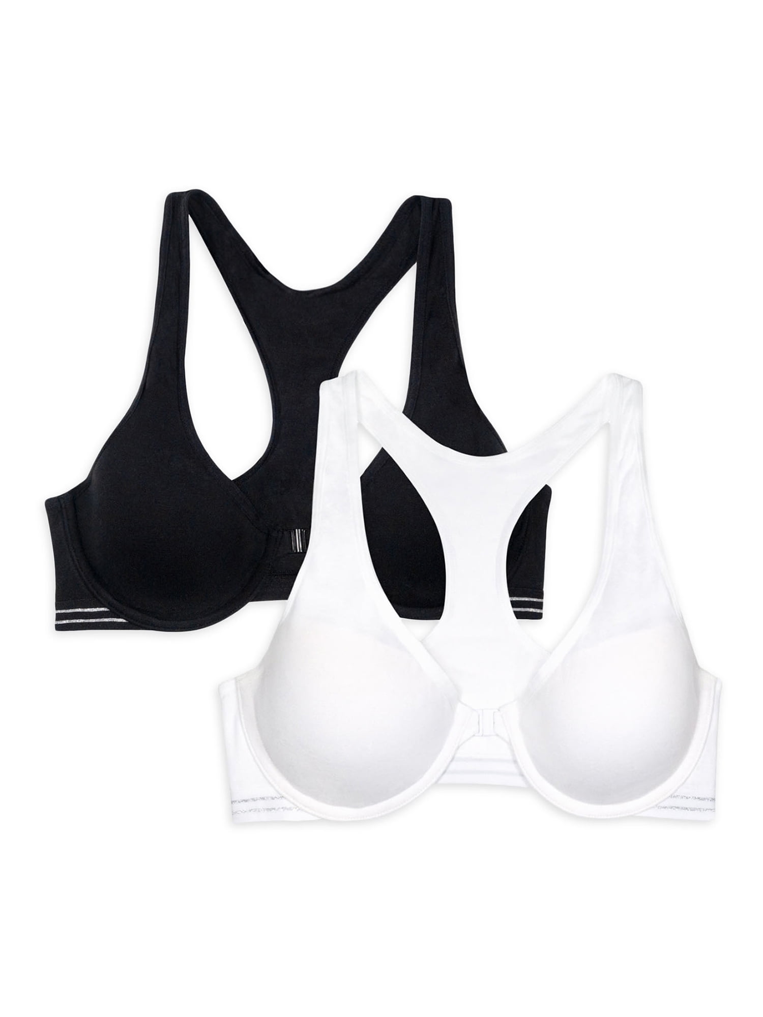 No Boundaries Women's Cotton Front Close Racerback Bra, 2Pack, Style