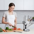 thumbnail image 3 of REDUSK 9 Piece Stainless Steel Kitchen Knife Set with Sharpener, Premium Knife Block Set with 360° Rotating Base , Anti-Slip Ergonomic Handle, Dishwasher Safe, Sliver, 3 of 13
