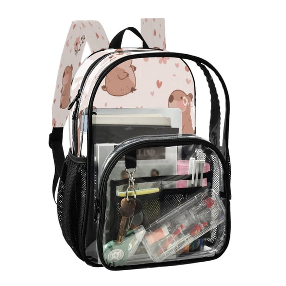 PVC Transparent Backpack Stylish & Durable Clear Backpack Perfect for School, Travel and Outings Cute Capybaras