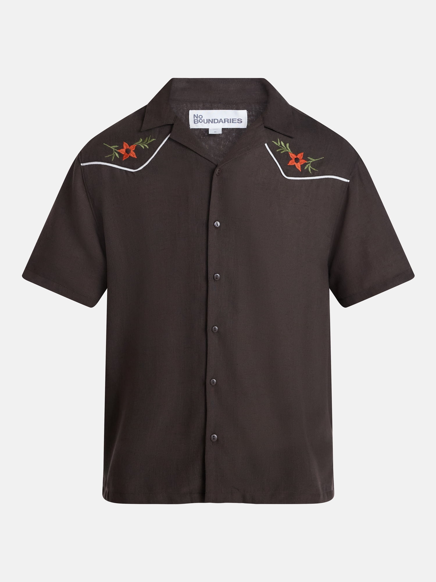 No Boundaries Embroidered Western Shirt with with Short Sleeves, Men's XS-5XB