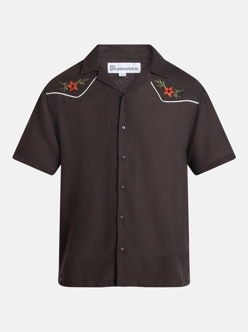 No Boundaries Embroidered Western Shirt with with Short Sleeves
