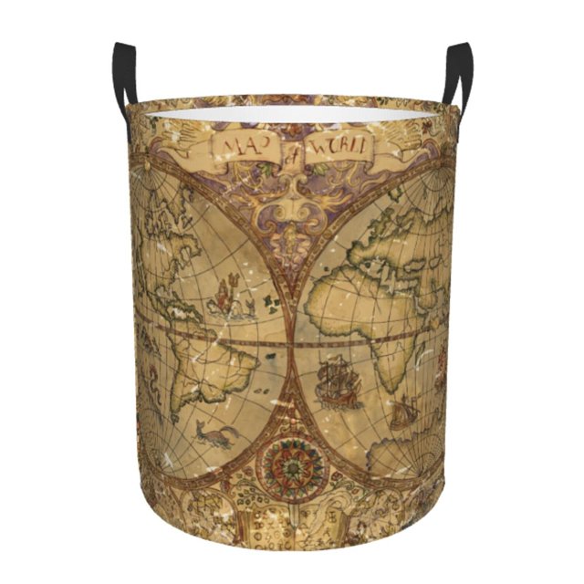 Fotbe World Map1 Cesto de Ropa con Asas, Cesto Impermeable de Gran Capacidad, Bolsa de Lavado para Dormitorio, Cesto de Ropa con Ruedas y Asas-Small