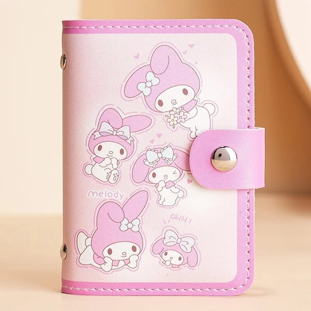 Sanrio-monedero de Hello Kitty para mujer, tarjetero de cuero Kawaii, bolsa de dinero informal de Pu, juguete para niños, regalo de cumpleaños para niña