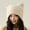 Beige, variant on Women Knit Beanie with Cat Ears Pearl Tassel Winter Warm Earflap Hat Cute Style