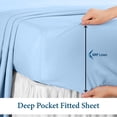 thumbnail image 6 of 900 Thread Count 4 Piece Quality Sheet Set 15 Inch Deep Pocket 100% Egyptian Cotton Color Light Blue Solid Size California King, 6 of 7
