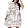 thumbnail image 1 of Women's Spring And Autumn Dress Mid-Sleeve V-Neck Loose Waist Printed Pullover Temperament Dress, 1 of 7