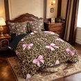 thumbnail image 2 of Manfei Brown Leopard Pattern 7pcs Queen Bedding,Pink Coquette Bowknot Bedding Comforter Set Queen,Black Reversible, 2 of 7