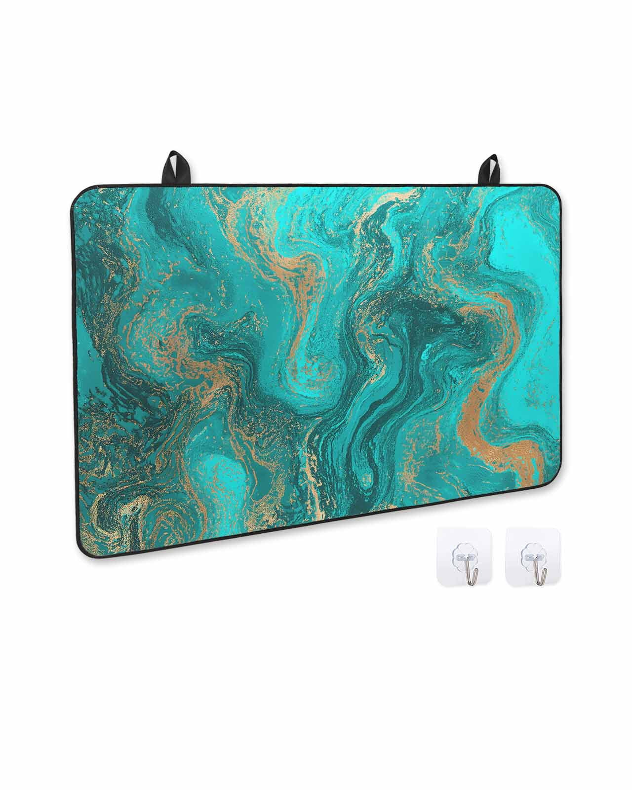 nqOlkjepod Large Induction Cooktop Protector Mat 24"x21", Turquoise Marble Stove Top Covers for Electric Stove, Farmhouse Modern Abstract Aesthetic Stove Burner Cover Mats, Glass Top Stove Cover