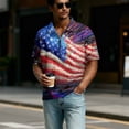 thumbnail image 2 of 4th of July 250th Anniversary Men's Patriotic Zip Short Sleeve Polo Shirt, 1776-2026 Flag Print, Quarter-Zip Collar Commemorative Events Summer Casual Going Out Tops Deep Red S, 2 of 9