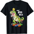 thumbnail image 1 of Dinosaurio árbol de Navidad Rex Pijamas divertidas T Rex Lights playera 100% algodón, camisetas unisex para hombre y mujer, 1 of 2