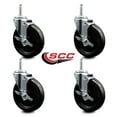 thumbnail image 2 of 6 Inch Phenolic Wheel Swivel 5/8 Inch Threaded Stem Caster Set with Brake SCC, 2 of 2