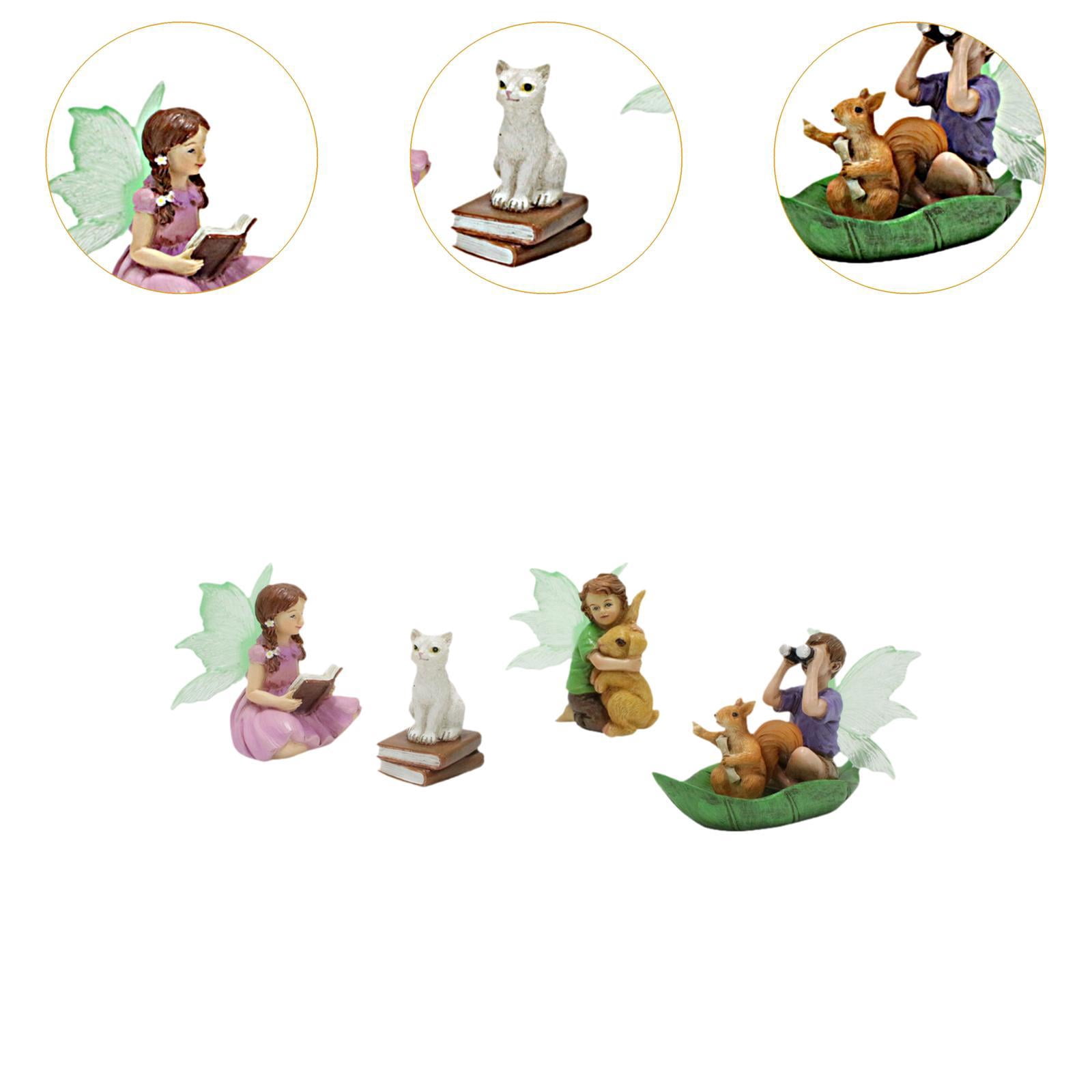 colaxi 4 Pieces Micro Landscape Ornament Garden Fairies Yard Courtyard Sculpture Boy Girl Figurines Outdoor Decorative Angel Statues