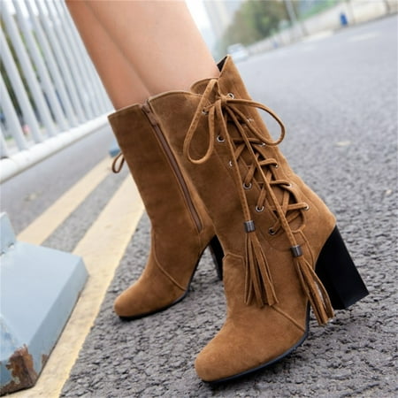 

Akiihool Womens Boots Women s Embroidered Western Cowgirl Boots Heeled Round Toe Zipper Boot (Brown 7.5)
