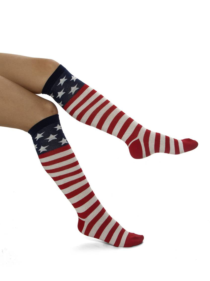 Knee High Socks Thin Red Line American Flag Womens Work Athletic Over Thigh High Long Stockings 