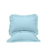 The Great American Store Premium Collections 600 Thread Count Solid 100% Cotton Decorative Set of 2 Ruffle Pillowshams (King 20 x 40, Light Blue)