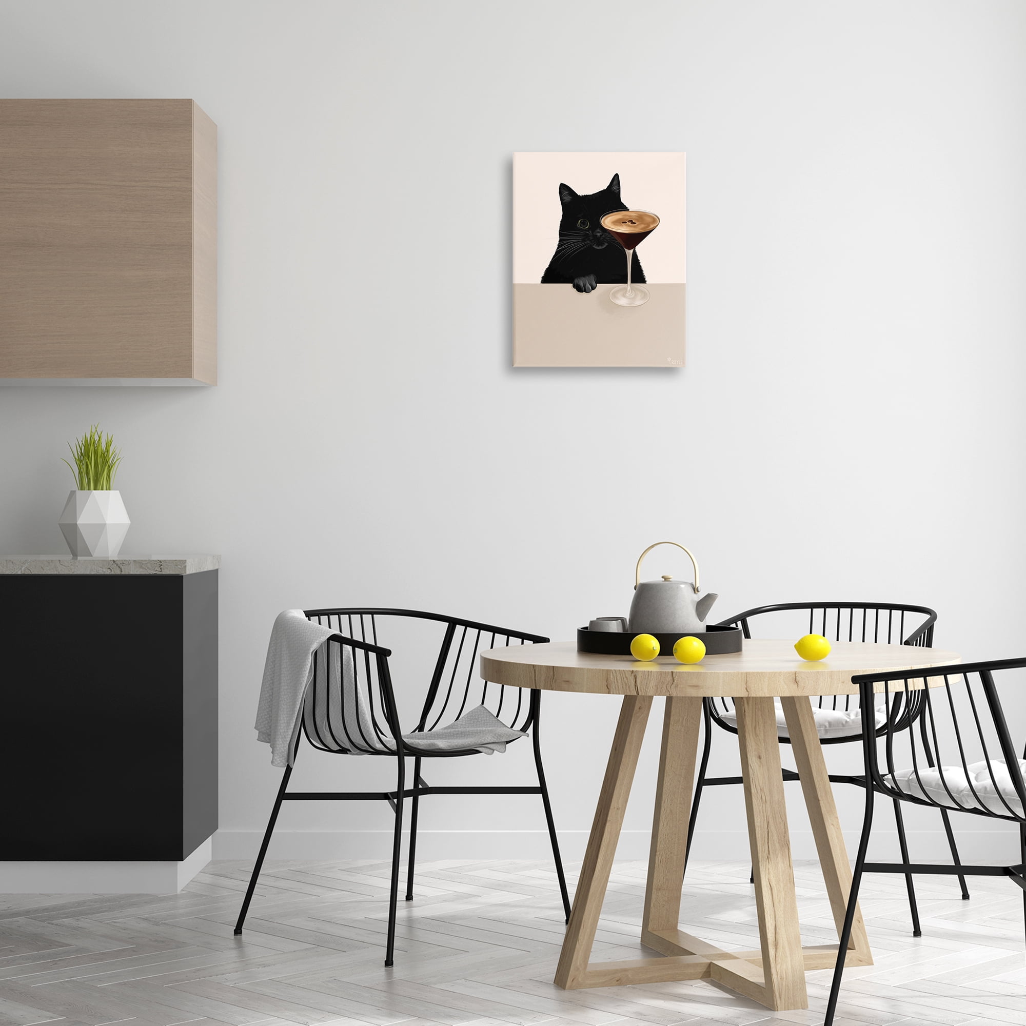 Stupell Industries Cat & Espresso Martini Food & Beverage Painting Gallery Wrapped Canvas Art Print Wall Art, 16 x 20