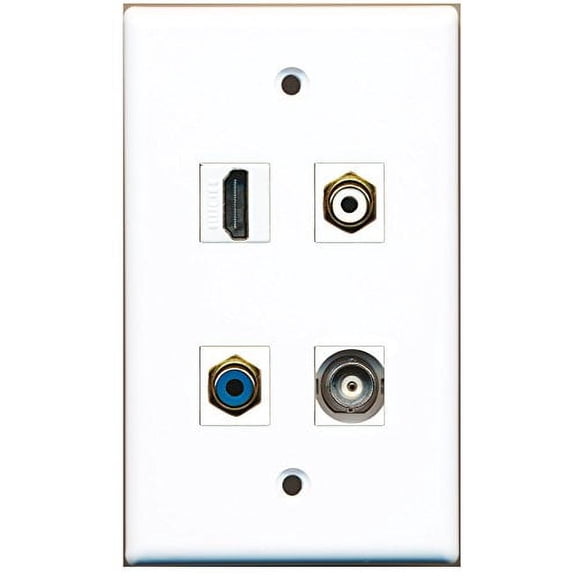 RiteAV - 1 Port HDMI 1 Port RCA White 1 Port RCA Blue 1 Port BNC Wall Plate