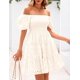 thumbnail image 4 of Vestido Prettygarden para mujer, con mangas abullonadas, de verano, con ojales, blanco, 4 of 8