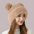 thumbnail image 2 of Luxalzxs Womens Winter Hats Beanie Hats Plush Cable Knit Soft Cute Beanie with Double Pompom, 2 of 4