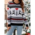 thumbnail image 5 of Liacowi Women Juniors Christmas Sweater Long Sleeve Christmas Print Pullover Retro Jumpers Tops Fall Loose Knitwear for Teen, 5 of 9