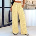 thumbnail image 2 of Gingham Wide Leg Pajama Pants for Women Elastic Drawstring Waist Lightweight Summer Relaxed Fit Casual Lounge Bottoms Yellow M, 2 of 6