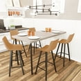 thumbnail image 2 of LeisureMod Elland Modern Upholstered Leather Bar Stool With Iron Legs & Footrest Set of 2, 2 of 8