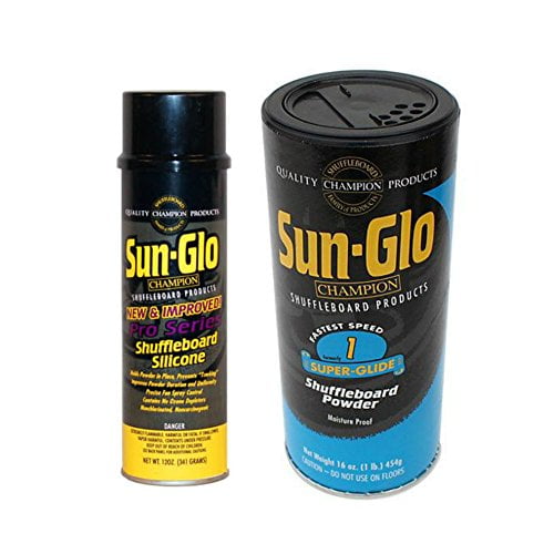 Sun-Glo Silicone Shuffleboard Spray (12 oz.) & Super-Glide Shuffleboard Poudre Cire (16 oz.) Combo
