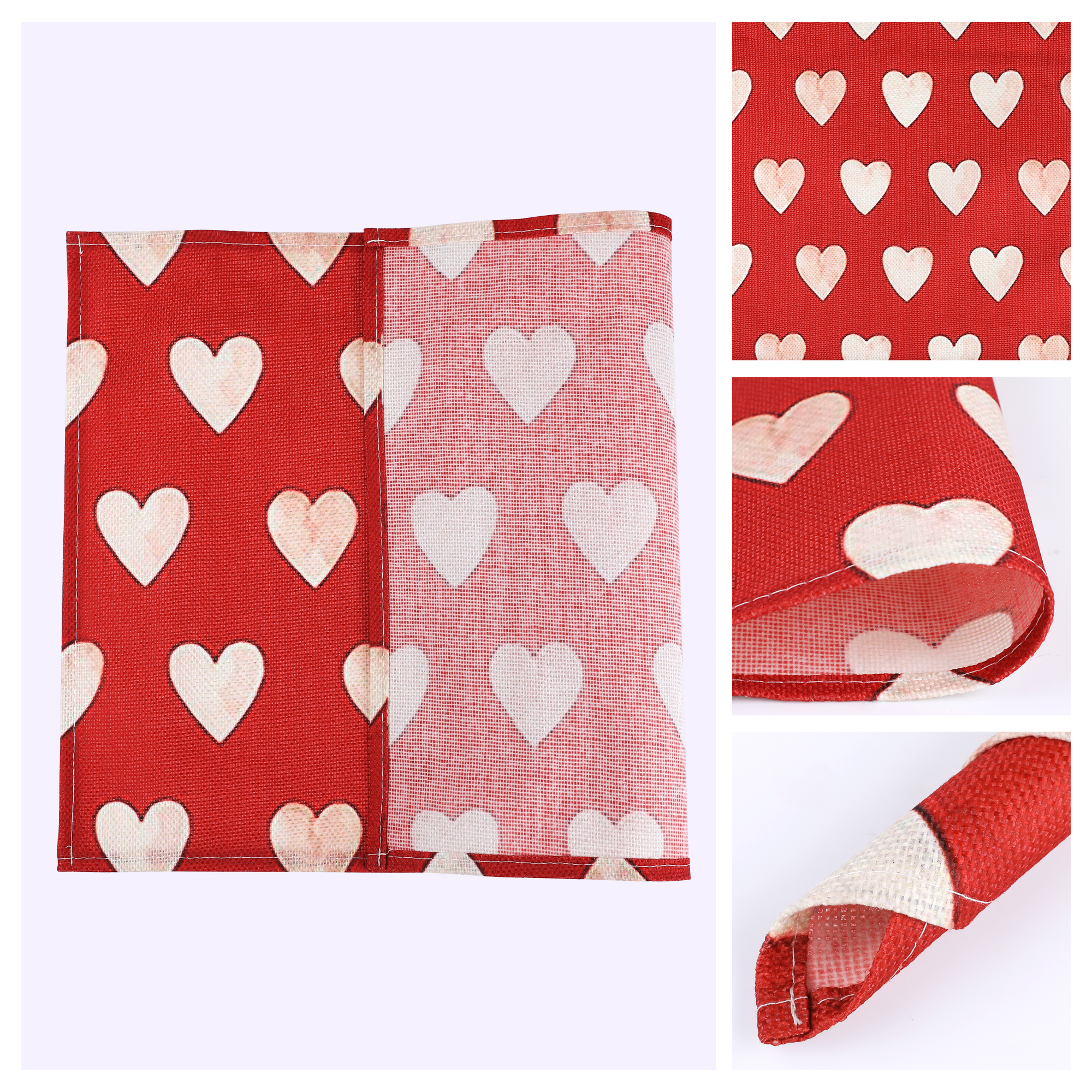 Unique Bargains Set of 6 Love Hearts Placemats for Anniversaries Red/White